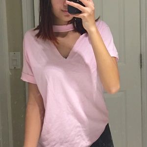 PINK CUTOUT TEE